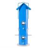 Outdoor Patio 6-Perch Metal Tube Bird Feeder In Blue
