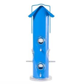 Outdoor Patio 6-Perch Metal Tube Bird Feeder In Blue