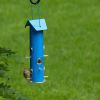 Outdoor Patio 6-Perch Metal Tube Bird Feeder In Blue