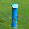 Outdoor Patio 6-Perch Metal Tube Bird Feeder In Blue