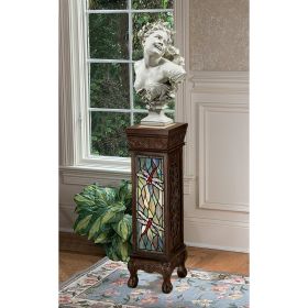 Dragonfly-Stained Glass Illuminated Plant Stand