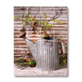 Weathered Watering Can Pallet Art