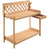 Sturdy Wooden Outdoor Workstation & Potting Table With Natural Finish