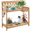 Sturdy Wooden Outdoor Workstation & Potting Table With Natural Finish
