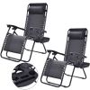 2-Pack Black Zero Gravity Chair Set | Folding Outdoor Patio Lounge Recliners