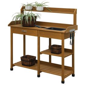 Wooden Gardening Table With Sink - Light Oak Shade