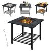 4-in-1 Multifunctional Fire Pit Table With Grill Grate & Ice Bucket