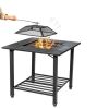 4-in-1 Multifunctional Fire Pit Table With Grill Grate & Ice Bucket