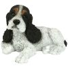 Black & White Cocker Spaniel Outdoor Garden Puppy Statue