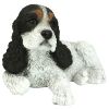 Black & White Cocker Spaniel Outdoor Garden Puppy Statue