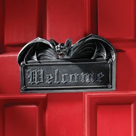 Vampire Bat Welcome Garden Wall Plaque