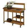 Garden Potting Bench Table With Sink Storage Shelves & Drawer