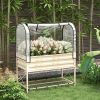 Cream Elevated Metal Raised Garden Bed W/ Greenhouse Cover