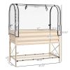 Cream Elevated Metal Raised Garden Bed W/ Greenhouse Cover