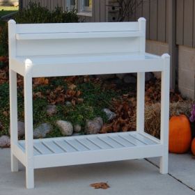 White Plastic Gardening Table For Outdoor Use