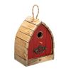 Farmhouse Style Red Solid Wood Outdoor Birdhouse