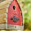 Farmhouse Style Red Solid Wood Outdoor Birdhouse