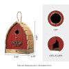 Farmhouse Style Red Solid Wood Outdoor Birdhouse
