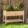Mobile Wood Raised Garden Bed - 46" x 22" Planter Cart