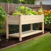 Mobile Wood Raised Garden Bed - 46" x 22" Planter Cart