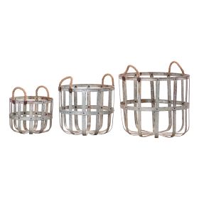 Rustic Round Metal Basket Set