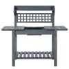 Expandable Top Outdoor Gray Wood Gardening Table With Food-Safe Plastic Basin