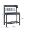 Expandable Top Outdoor Gray Wood Gardening Table With Food-Safe Plastic Basin