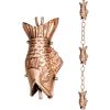 Pure Polished Copper 8.5 Foot Rain Chain With 4 Fish