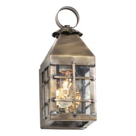 Small Barn Outdoor Wall Light in Solid Weathered Brass - 1 Light