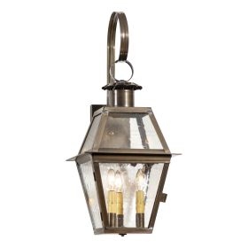Town Crier Outdoor Wall Light in Solid Weathered Brass - 3 Light