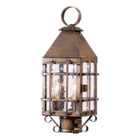Barn Outdoor Post Light in Solid Weathered Brass - 3 Light
