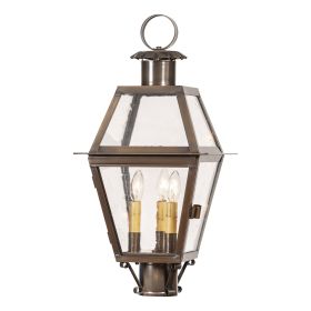 Town Crier Outdoor Post Light in Solid Weathered Brass - 3 Light