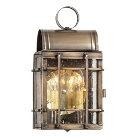 Carriage House Outdoor Wall Light in Solid Weathered Brass - 2 Light