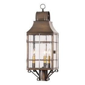 Stenton Outdoor Post Light in Solid Weathered Brass - 3 Light