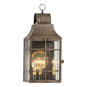 Stenton Outdoor Wall Light in Solid Weathered Brass - 3 Light