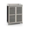 Solid Grey Wooden Garden Storage Cabinet & Potting Bench With Metal Surface