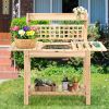 Sturdy Wooden Gardening Bench With Lower Shelf & Detachable Basin