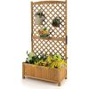 71" Trellis & Raised Fir Wood Garden Bed Planter