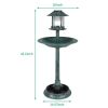 Outdoor Garden Birdbath In Green Copper Patina Finish With Solar Light
