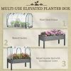 Grey Wood Elevated Raised Garden Bed Planter With Greenhouse Cover