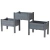 3-Piece Grey Wood Elevated Planter Set | Raised Garden Beds For Herbs & Flowers