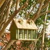 Green Wood Garden Bird House With Compartment & 4 Holes