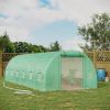 26.2 Ft x 9.7 Ft Outdoor Walk-In Greenhouse With Green PE Cover & Steel Frame