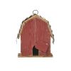 Outdoor Red Wood & Metal Barn Style Hanging Birdhouse