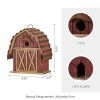 Outdoor Red Wood & Metal Barn Style Hanging Birdhouse