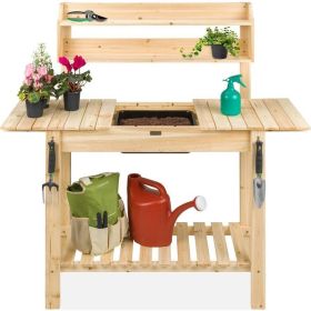 Expandable Outdoor Potting Bench With Food-Grade Basin For Gardening