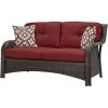 6-Piece Brown Resin Wicker With Red Seat Cushions Patio Lounging Set