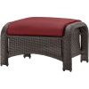 6-Piece Brown Resin Wicker With Red Seat Cushions Patio Lounging Set