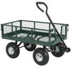 Heavy Duty Green Steel Garden Utility Cart Wagon With Removable Sides