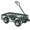 Heavy Duty Green Steel Garden Utility Cart Wagon With Removable Sides